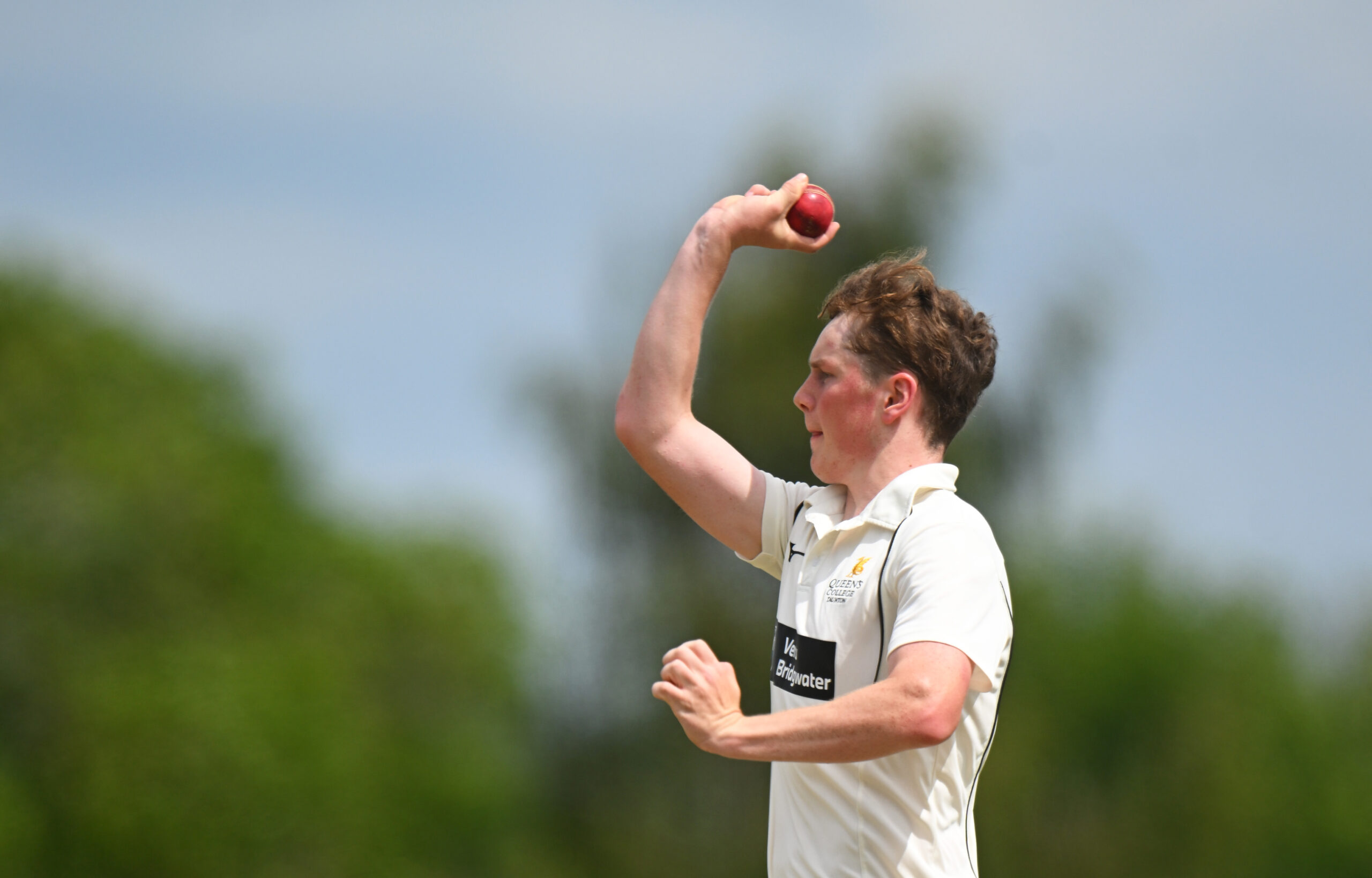 First XI captain, Alfie, bowling.