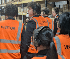 children looking around the Numatic factory